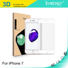 Protector de pantalla de alta calidad para iPhone 7/7 Plus HD GLASS / 2.5D cubierta completa de impresión de seda / borde suave 3D de fibra de carbono / 3D curvado